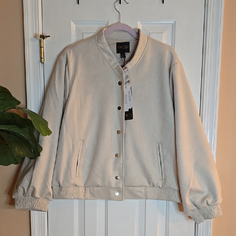 Taupe Suede Bomber Jacket